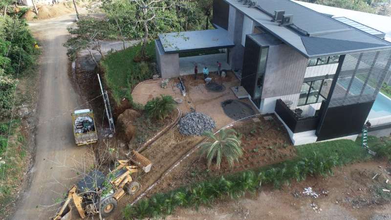 Home under construction at Nosara Estates showing structural progress and building framework in Nosara
